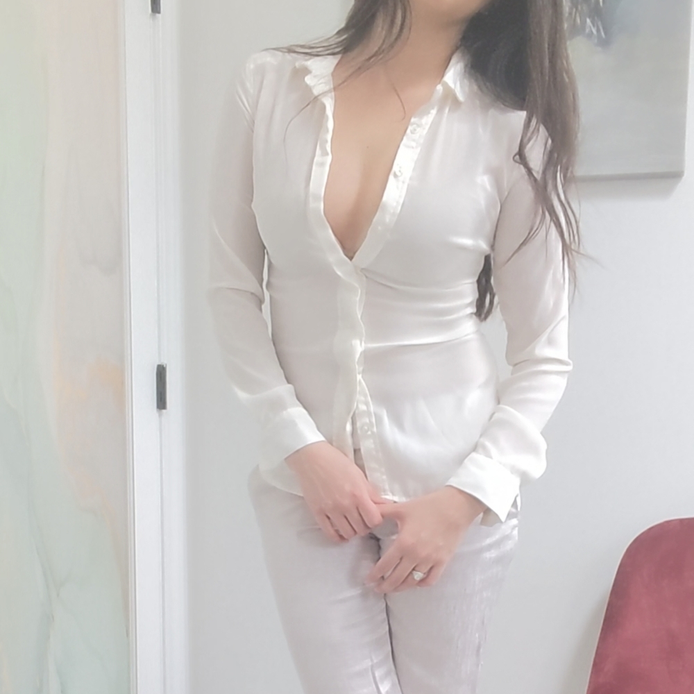 H&M Delicate Cream Button Down Size 2